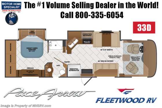 2021 Fleetwood Pace Arrow 33D Diesel Pusher W/ Combo W/D, Technology Package & Oceanfront Collection Floorplan