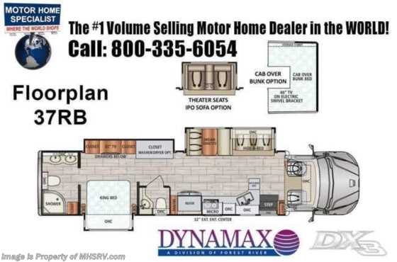 2021 Dynamax Corp DX3 37RB Bath &amp; 1/2 Super C W/Chrome Package, Theater Seats, Cab Over, W/D Floorplan