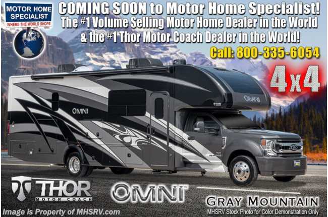 2021 Thor Motor Coach Omni RB34 4x4 Bunk Model Super C RV W/Ford® 330HP Diesel, Theater Seats, Exterior Kitchen &amp; More!
