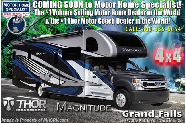 2021 Thor Motor Coach Magnitude RB34 4x4 Bunk Model Super C RV W/Ford® 330HP Diesel, Theater Seats, Exterior Kitchen &amp; More!