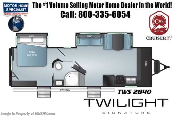 2021 Twilight RV TWS 2840 W/ King Bed, 2 A/Cs, Stabilizers Floorplan