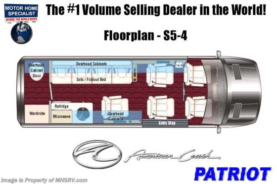 2023 American Coach Patriot Cruiser S5 Sprinter Diesel W/  Lithium Battery, Seat Heat &amp; Massage Floorplan