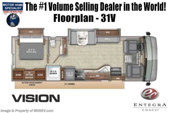 2021 Entegra Coach Vision 31V W/ Theater Seats, OH Loft, Bedroom TV, Customer Value Pkg Floorplan