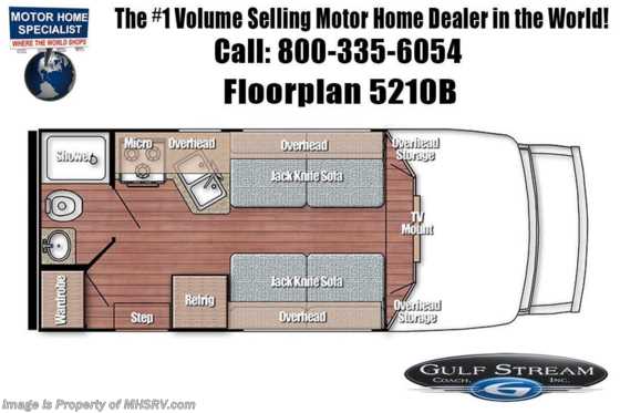 2021 Gulf Stream BTouring Cruiser 5210 W/ 15K A/C, 4KW Gen, Ext Shower &amp; 40&quot; TV Floorplan