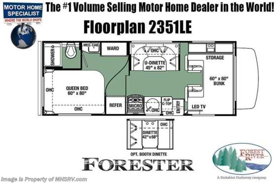 2021 Forest River Forester LE 2351LEF Class C RV for Sale W/ Running Boards, Arctic Package Floorplan