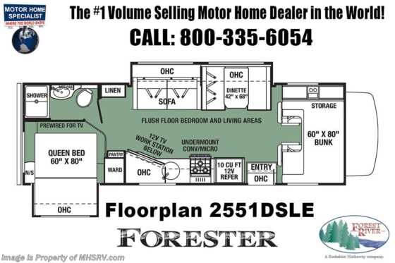 2021 Forest River Forester LE 2551DS Class C RV for Sale W/ Auto Jacks, Running Boards &amp; Arctic Pkg Floorplan