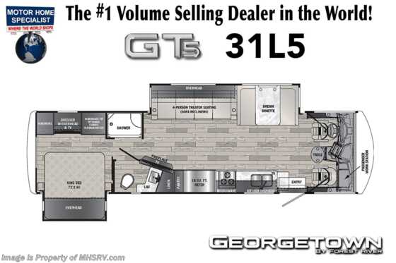 2022 Forest River Georgetown GT5 31L5 RV W/ Combo W/D, King Bed Floorplan