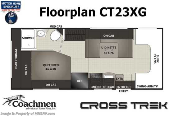 2021 Coachmen Cross Trek XL 23XG W/ Exterior Entertainment, 3-Camera Monitoring System, Azdel®, Massive Ext. Storage &amp; More! Floorplan