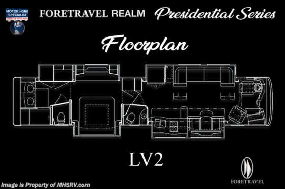 2022 Foretravel Realm Presidential Luxury Villa 2 (LV2) Bath &amp; 1/2 Floorplan