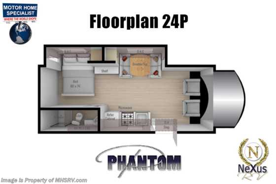 2022 Nexus Phantom 24P W/Theater Seats, Fiberglass Roof, Bedroom TV, Steel Construction, Res Fridge Floorplan