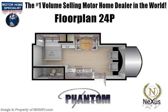 2022 Nexus Phantom 24P W/ Fiberglass Roof, Bedroom TV, Steel Construction, Res Fridge, Convection Floorplan