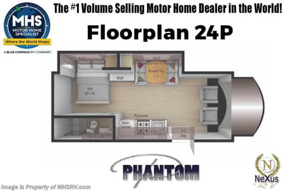 2023 Nexus Phantom 24P W/ Fiberglass Roof, Bedroom TV, Steel Construction, Res Fridge Floorplan
