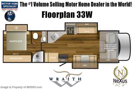 2022 Nexus Wraith 33W W/ 300HP, King Bed, Exterior TV, Oven Floorplan
