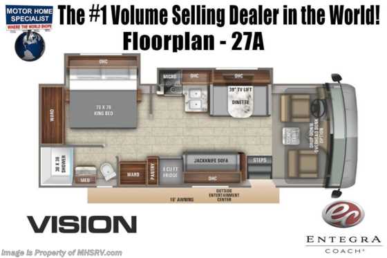 2022 Entegra Coach Vision 27A W/ OH Loft, Bedroom TV, King &amp; Customer Value Pkg Floorplan