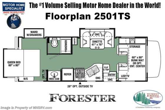 2022 Forest River Forester 2501TS W/ Theater Seats, Solar, Ext TV, Auto Jacks, FBP Floorplan