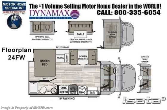 2022 Dynamax Corp Isata 3 Series 24FW Sprinter Diesel RV W/ Booth Dinette, OH Loft, Diesel Gen, & TPMS Floorplan