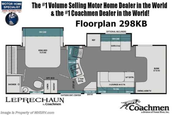 2023 Coachmen Leprechaun 298KB W/ Dual Recliners, Washer &amp; Dryer, Dual A/Cs, Solid Surface Counters, Ext. TV  &amp; More Floorplan