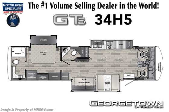 2022 Forest River Georgetown GT5 34H5 Bath & 1/2 RV W/ Upgraded Gen, W/D, King Bed, Ext. Cargo Tray Floorplan