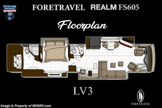 2022 Foretravel Realm FS605 Luxury Villa 3 (LV3) Bath &amp; 1/2 Floorplan