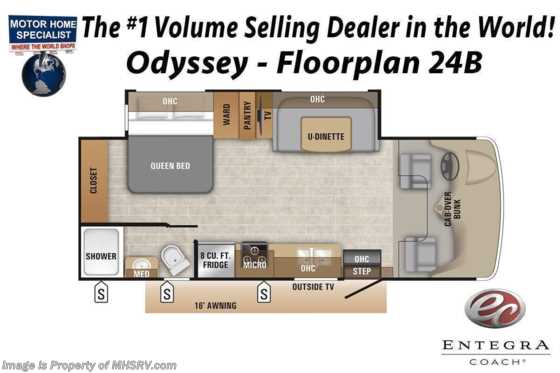 2022 Entegra Coach Odyssey 24B W/ Modern Farmhouse Interior, Auto Leveling, Solar, Bedroom Tv &amp; Customer Value Pkg Floorplan