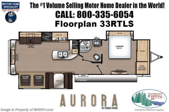 2021 Forest River Aurora 31KDS W/ Power Tongue Jack, 2 A/Cs, Fireplace &amp; LED TV Floorplan