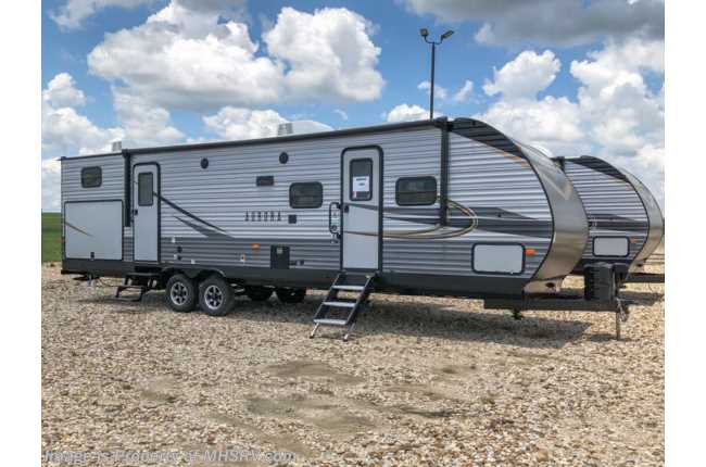 2021 Forest River Aurora 32BDS Bunk Model W/ Electric Fireplace, Exterior Kitchen, Residential Fridge &amp; More!