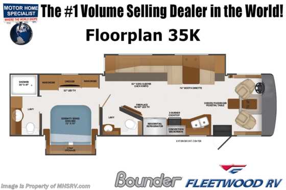 2022 Fleetwood Bounder 35K W/ Sumo, W/D Combo, Power Theater Seats, Collision Mitigation & More! Floorplan