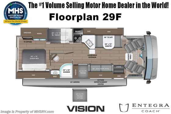 2023 Entegra Coach Vision 29F Bunk Model W/ Customer Value Pkg., Front Bunk Overhead, Bedroom TV &amp; More Floorplan