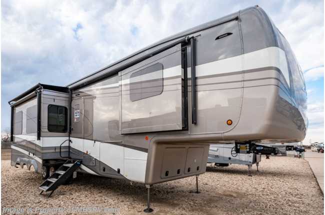 2022 DRV Mobile Suites 43 Manhattan Luxury Two Full Bath 5th Wheel W/ King Bed, Wi-Fi, Theater Seating, Power Patio Awning, W/D