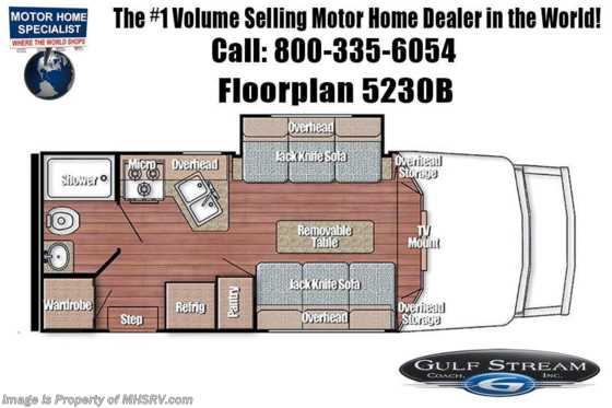 2022 Gulf Stream BTouring Cruiser 5230 W/ Second House Battery, Spare Tire, Hide-A-Bed, Solid Surface C-Tops &amp; More Floorplan