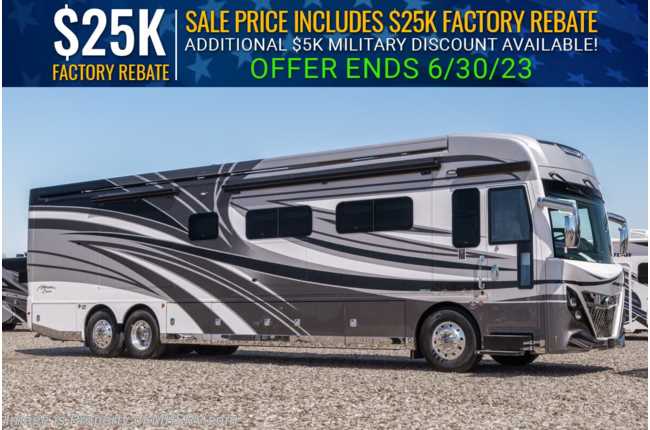 2022 American Coach American Dream 42V Bath &amp; 1/2 W/ Dishwasher, OH Entertainment, Power Theater Seats, Satellite W/ Direct Network &amp; Ext. Freezer
