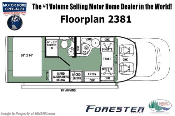 2022 Forest River Forester TS 2381A All-Wheel Drive (AWD) EcoBoost®  W/ Power Awning, 3 Camera System, Solar, Arctic Pkg. &amp; More! Floorplan