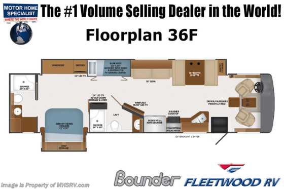 2022 Fleetwood Bounder 36F 2 Full Bath Bunk Model W/Theater Seating Sofa, Solar, Steering Stabilizer System Floorplan