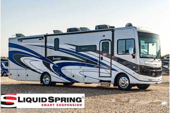 2022 Fleetwood Bounder 35K W/ Theater Seating Sofa, Upgraded WiFi, Solar, Liquid Spring Suspension, Steering Stabilizing Jacks, Power Cord Reel &amp; More
