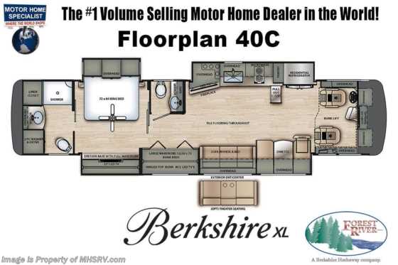 2022 Forest River Berkshire XL 40C -380 Bath &amp; 1/2 Bunk Model W/ Dishwasher &amp; Stack W/D Floorplan