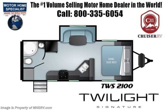 2022 Twilight RV TWS 2100 W/ Upgraded Appliance Package, Power Tongue Jack, King Bed, Dual A/C &amp; More Floorplan
