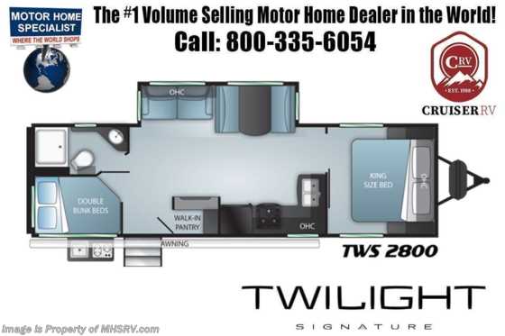 2022 Twilight RV TWS 2800 Bunk Model W/ 50AMP, Theater Seating, 2nd A/C, King Bed Slide System & More Floorplan