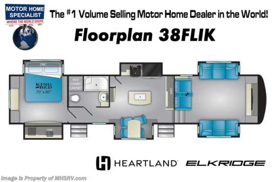 2022 Heartland RV ElkRidge 38FLIK W/ King Bed, Theater Seats, Bedroom TV, Gen Prep,  &amp; More Floorplan