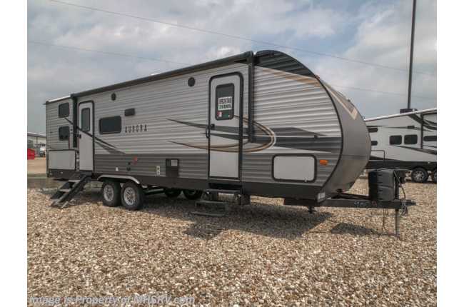 2022 Forest River Aurora 28BHS Double Bunk Model W/ Fireplace, Upgraded Fridge, Basin Sink, Hide-A-Bed, Power Tongue Jack &amp; More