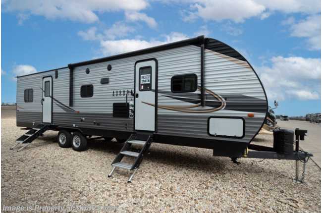 2022 Forest River Aurora 29ATH Toy Hauler W/ Party Deck, Dual Garage Sofas, Full Tub, Entertainment Center &amp; More