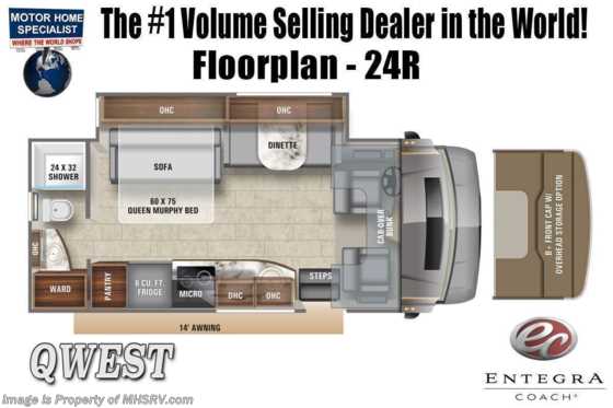 2023 Entegra Coach Qwest 24R Sprinter Diesel W/ Auto Leveling, Windshield Cover, Diesel Gen & More Floorplan