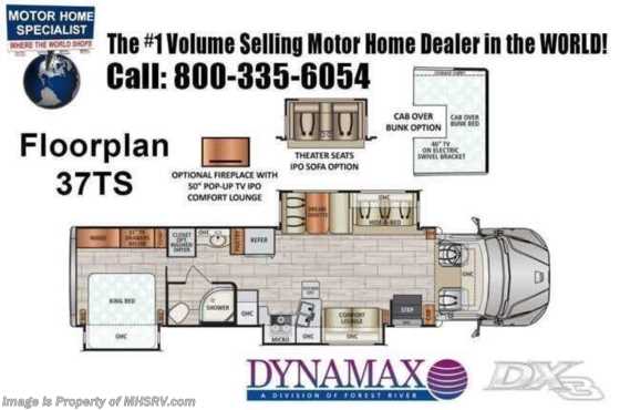 2022 Dynamax Corp DX3 37TS W/ W/D, Entertainment Center, Collision Avoidance System, JBL Sound System Floorplan