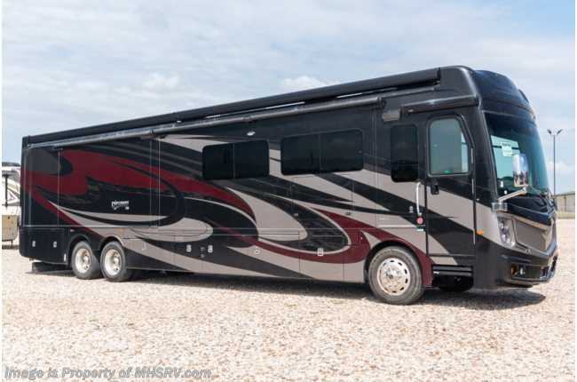 2019 Fleetwood Discovery LXE 44H Bath &amp; 1/2 W/ King, W/D, Power Roof Vents, Solar Shades, Ext. Entertainment, Power Visor
