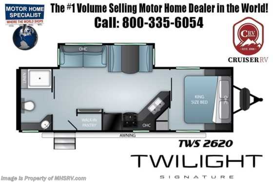 2022 Twilight RV TWS 2620 W/ Power Tongue Jack, Upgraded Fridge, Theater Seats, 50Amp &amp; More Floorplan