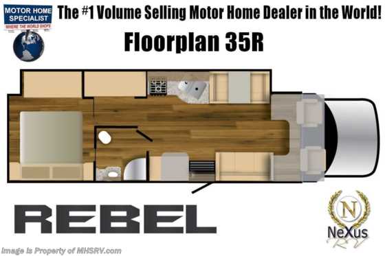 2022 Nexus Rebel 35R Bunk Model 4x4 International® CV™ Series Super C W/ Solar, Ext. Kitchen &amp; TV, NexAir Fan &amp; More Floorplan