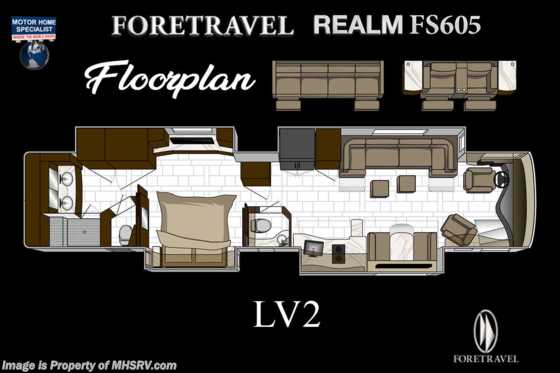 2022 Foretravel Realm FS605 Luxury Villa 2 (LV2) Bath &amp; 1/2 Floorplan