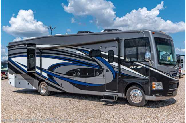 2016 Thor Motor Coach Outlaw Toy Hauler 38RE Bath &amp; 1/2 W/ Fireplace, Power Roof Vents, King, Ext. TV, 3 A/Cs and More