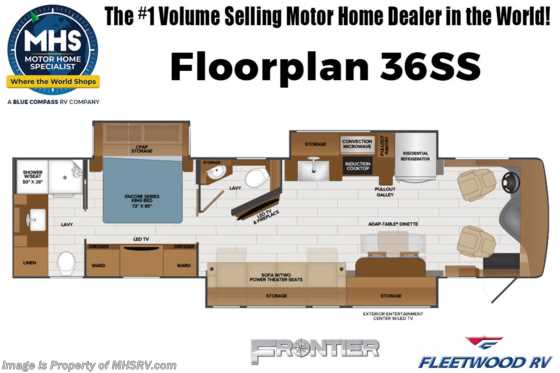 2023 Fleetwood Frontier 36SS W/ Upgraded A/C, W/D, King Satellite, Power Cord Reel, Central Vacuum &amp; More Floorplan