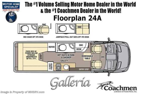 2022 Coachmen Galleria 24A 4x4 Sprinter W/ Li3 Lithium Battery, Sumo Springs, VB Air Suspension, Upgraded A/C &amp; More Floorplan