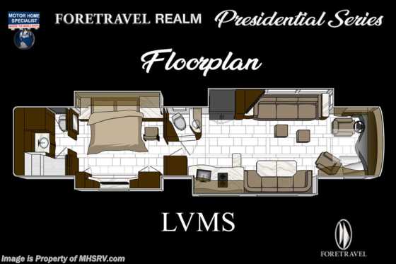 2023 Foretravel Realm Presidential Luxury Villa Master Suite (LVMS) Bath &amp; 1/2 Floorplan
